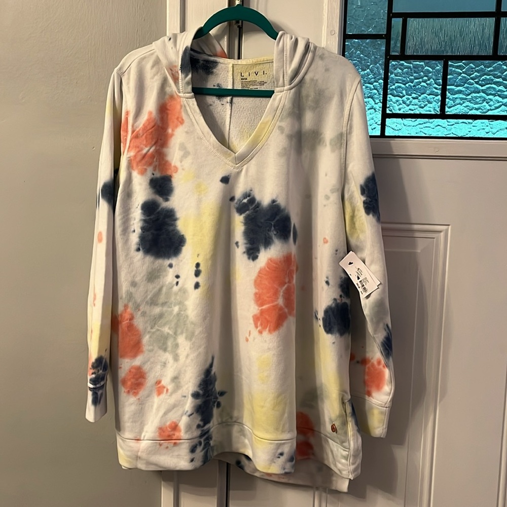 NWT Women's Tie-Dye Hoodie - Multicolor Sz 22/24